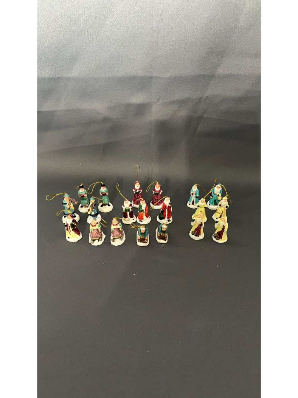Vintage Miniature Christmas Caroler & Santa Figurine Ornaments Set Of 20 Hand-Pa